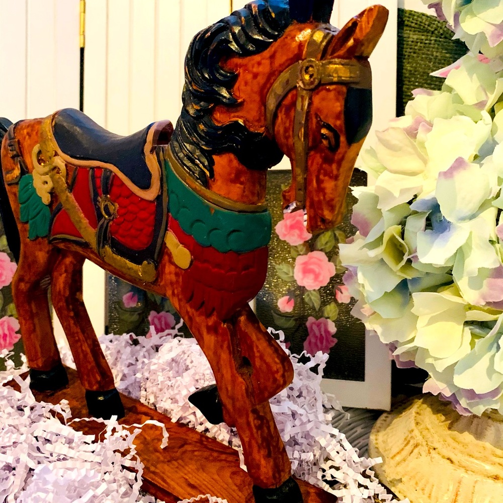 Vintage Wood carved painted Horse - Picture 2 of 12